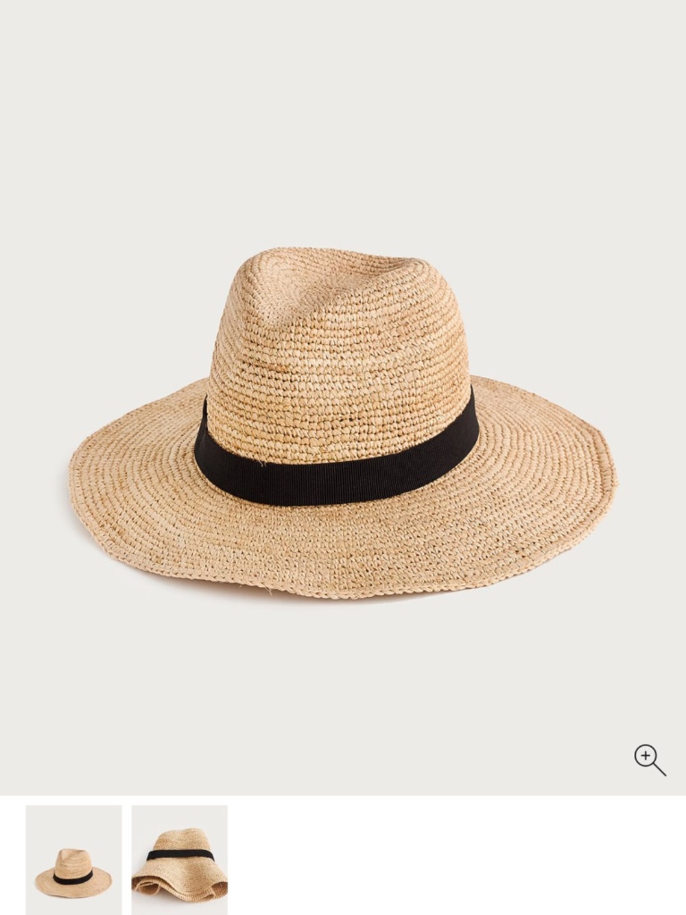 J. Crew Foldable / Packable Wide Brim Straw Hat with Black Band